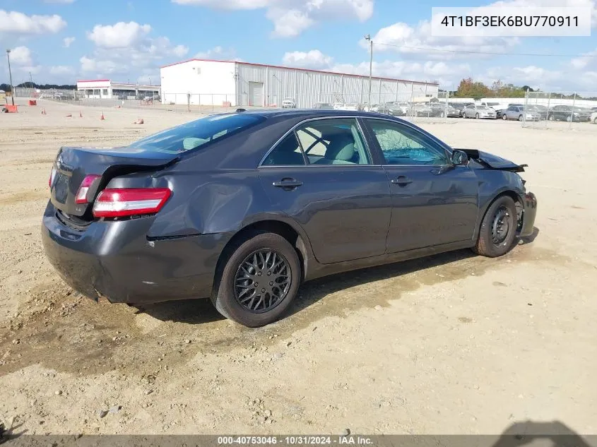 2011 Toyota Camry Le VIN: 4T1BF3EK6BU770911 Lot: 40753046