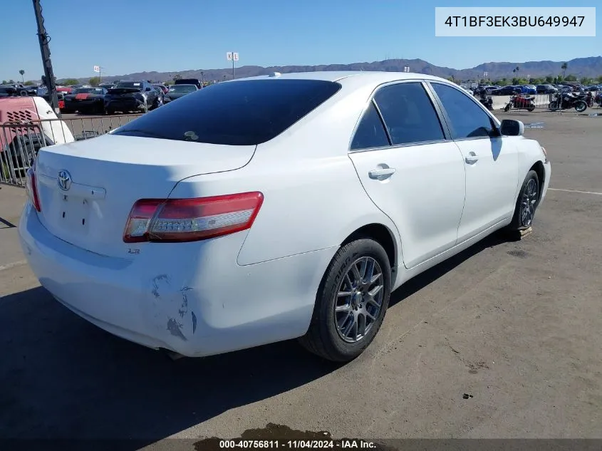 4T1BF3EK3BU649947 2011 Toyota Camry Le