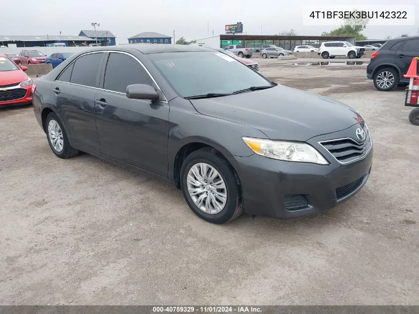 2011 Toyota Camry Le VIN: 4T1BF3EK3BU142322 Lot: 40759329