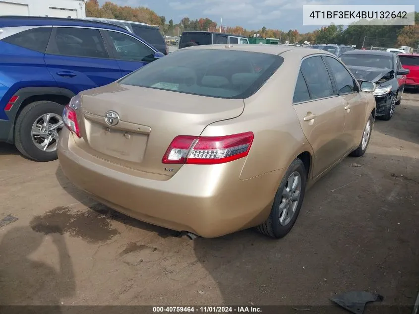 2011 Toyota Camry Le VIN: 4T1BF3EK4BU132642 Lot: 40759464