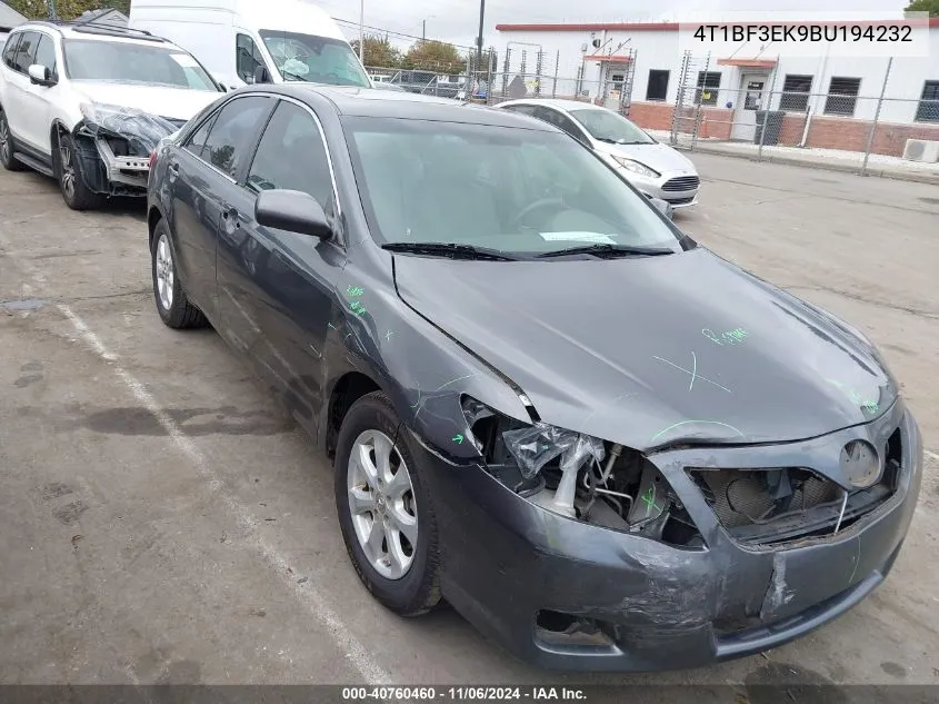 2011 Toyota Camry Le VIN: 4T1BF3EK9BU194232 Lot: 40760460