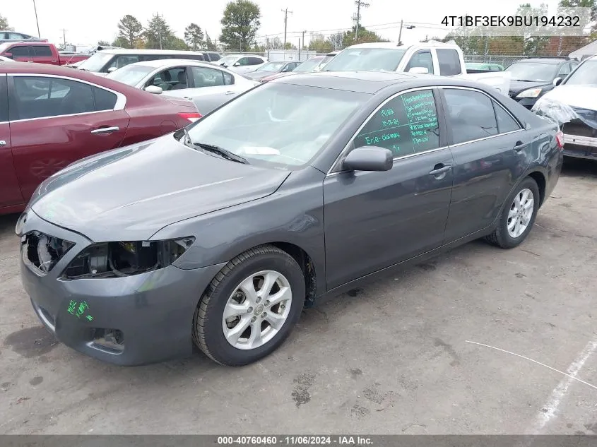 2011 Toyota Camry Le VIN: 4T1BF3EK9BU194232 Lot: 40760460