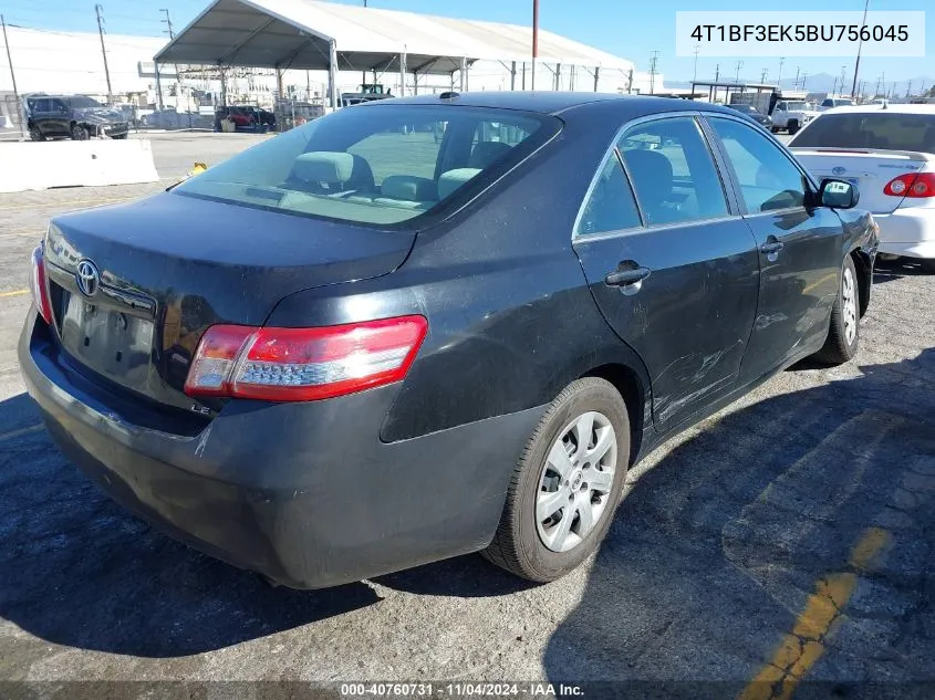 2011 Toyota Camry Le VIN: 4T1BF3EK5BU756045 Lot: 40760731