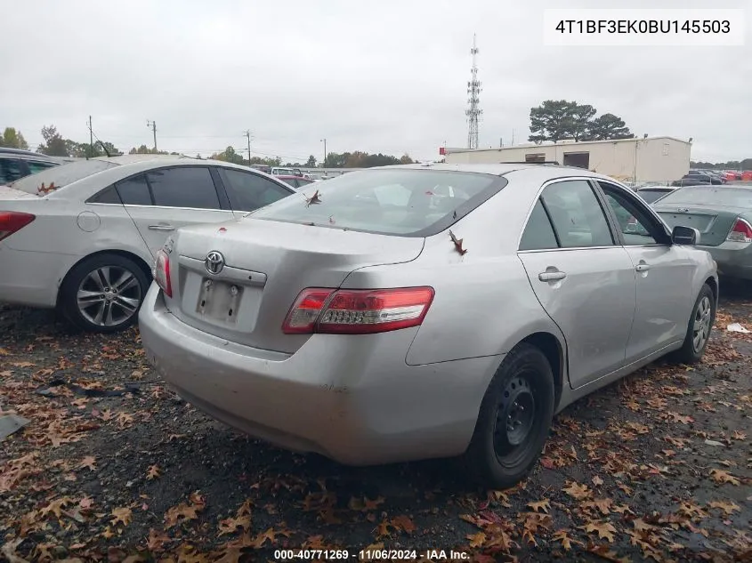 2011 Toyota Camry VIN: 4T1BF3EK0BU145503 Lot: 40771269