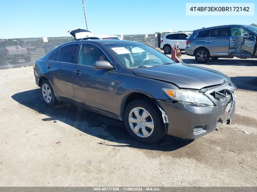 2011 Toyota Camry Le VIN: 4T4BF3EK0BR172142 Lot: 40777586