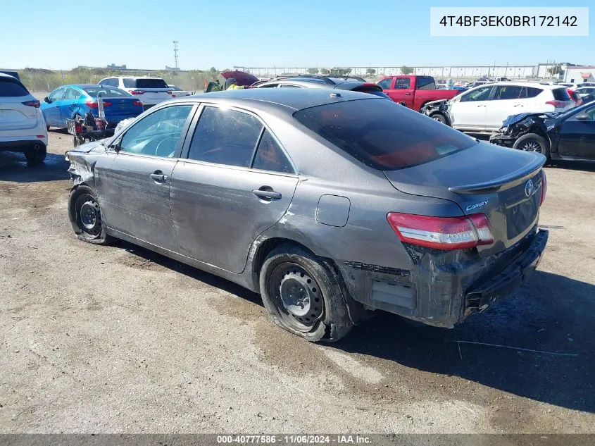 2011 Toyota Camry Le VIN: 4T4BF3EK0BR172142 Lot: 40777586