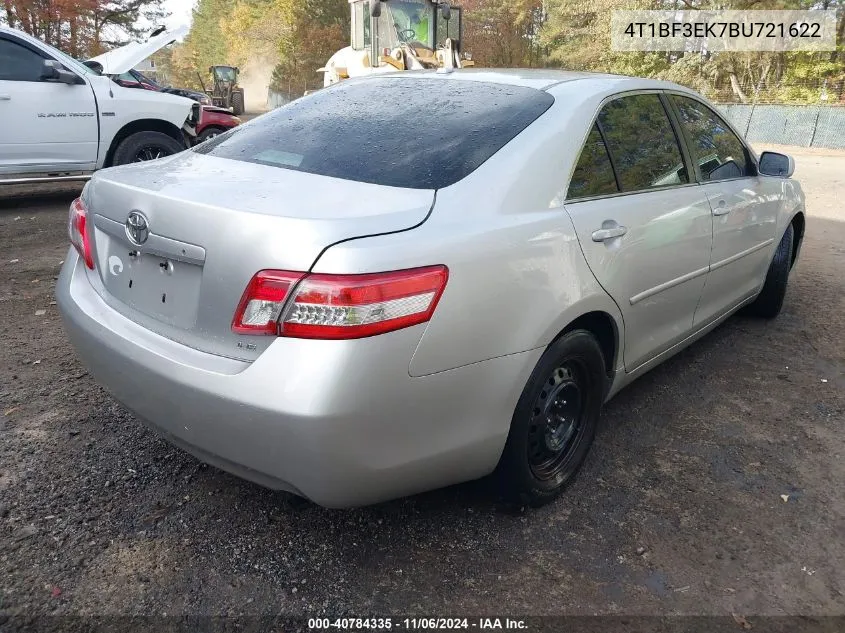 2011 Toyota Camry Le VIN: 4T1BF3EK7BU721622 Lot: 40784335