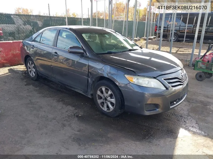 2011 Toyota Camry Le VIN: 4T1BF3EK0BU216070 Lot: 40789202