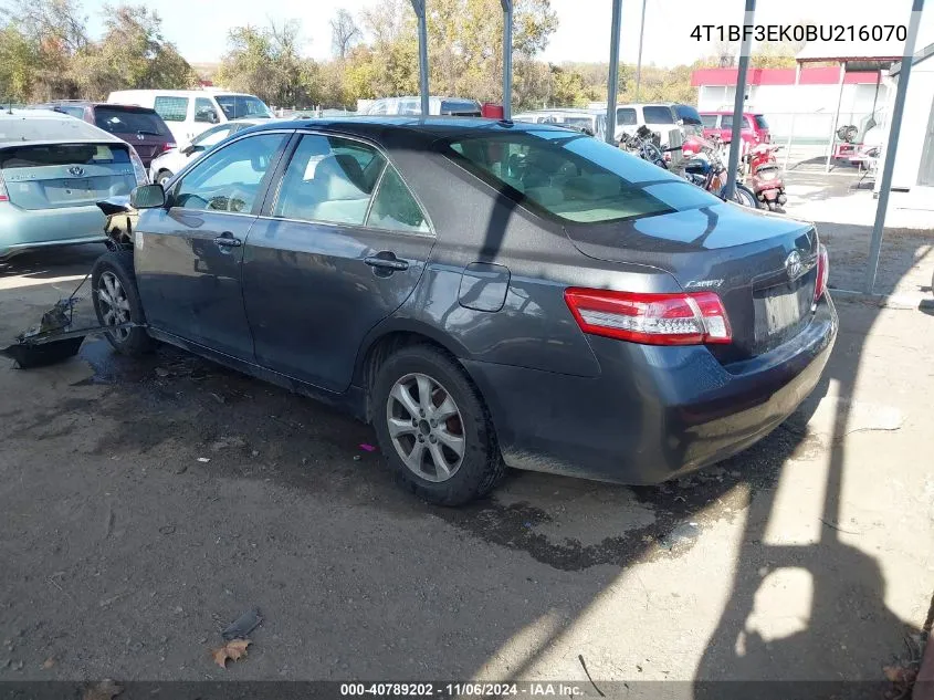 2011 Toyota Camry Le VIN: 4T1BF3EK0BU216070 Lot: 40789202