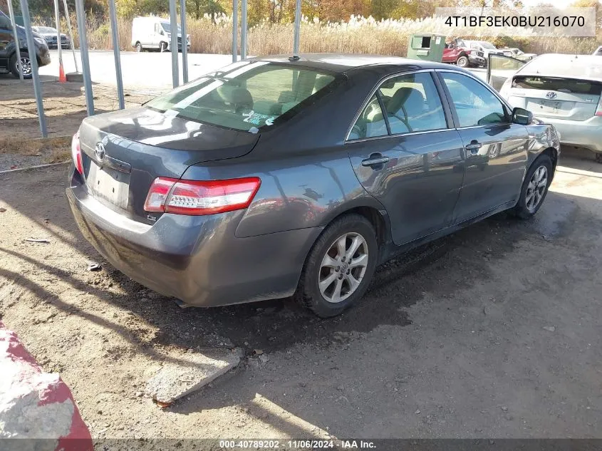 2011 Toyota Camry Le VIN: 4T1BF3EK0BU216070 Lot: 40789202