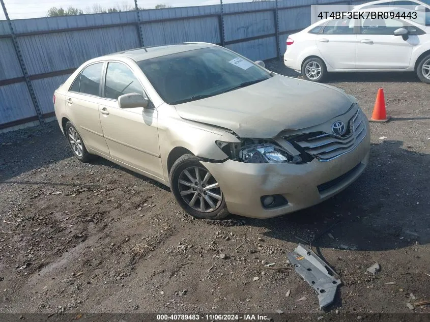 2011 Toyota Camry Xle VIN: 4T4BF3EK7BR094443 Lot: 40789483