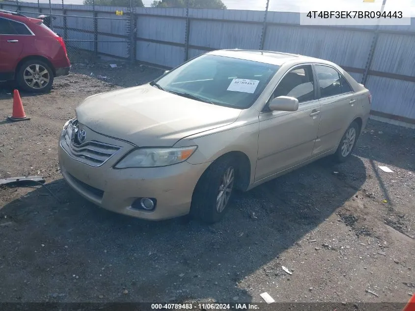 2011 Toyota Camry Xle VIN: 4T4BF3EK7BR094443 Lot: 40789483