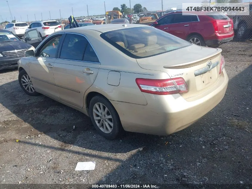 2011 Toyota Camry Xle VIN: 4T4BF3EK7BR094443 Lot: 40789483