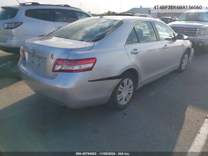 2011 Toyota Camry Le VIN: 4T4BF3EK6BR156060 Lot: 40794082