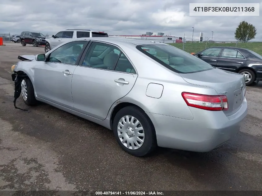 2011 Toyota Camry Le VIN: 4T1BF3EK0BU211368 Lot: 40794141