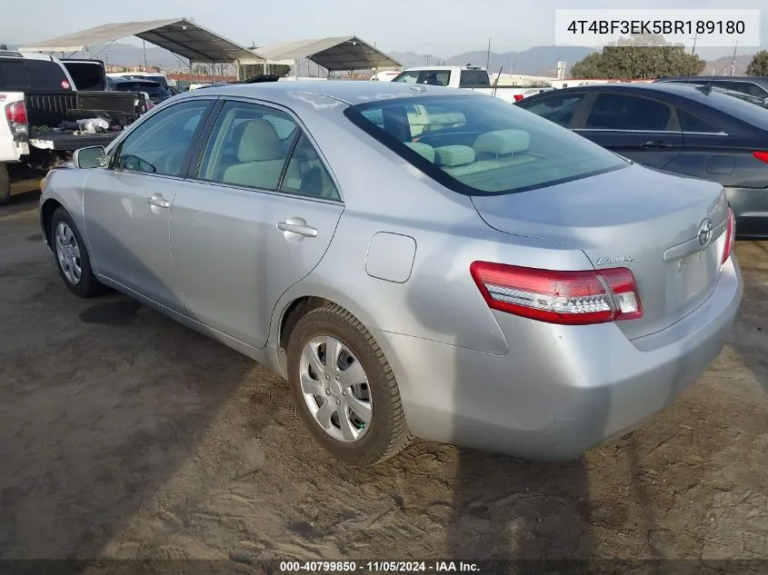 2011 Toyota Camry Le VIN: 4T4BF3EK5BR189180 Lot: 40799850