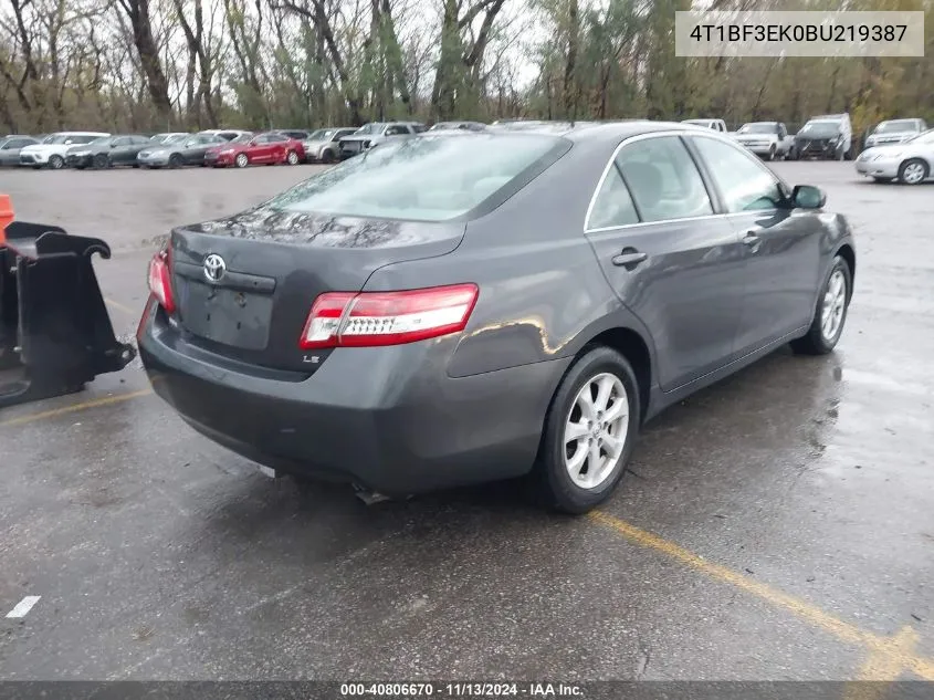 2011 Toyota Camry Le VIN: 4T1BF3EK0BU219387 Lot: 40806670