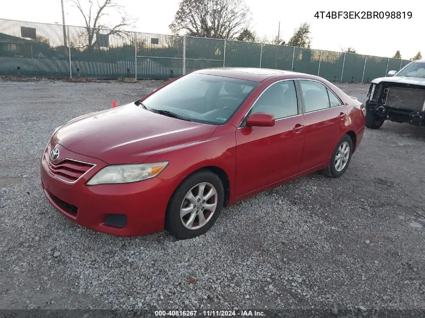 2011 Toyota Camry Le VIN: 4T4BF3EK2BR098819 Lot: 40816267