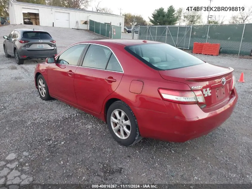 2011 Toyota Camry Le VIN: 4T4BF3EK2BR098819 Lot: 40816267