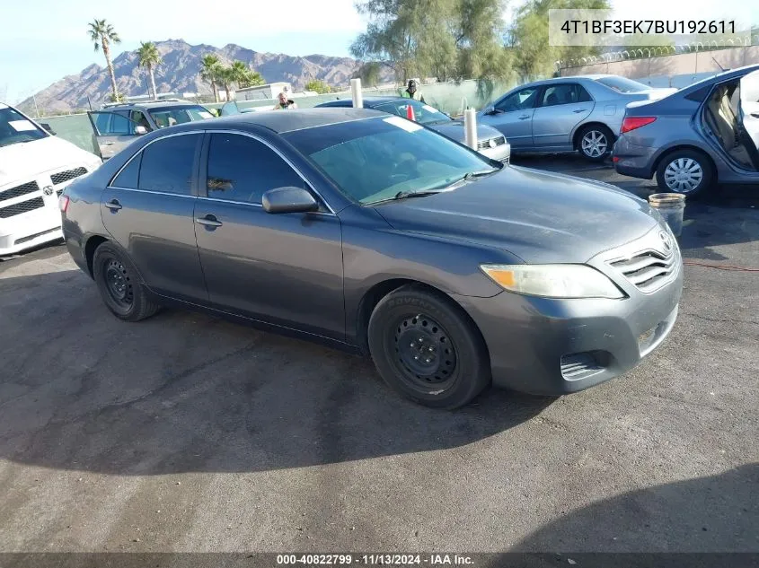 2011 Toyota Camry Le VIN: 4T1BF3EK7BU192611 Lot: 40822799