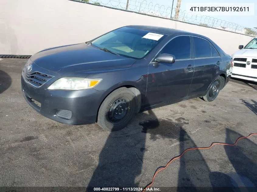 2011 Toyota Camry Le VIN: 4T1BF3EK7BU192611 Lot: 40822799