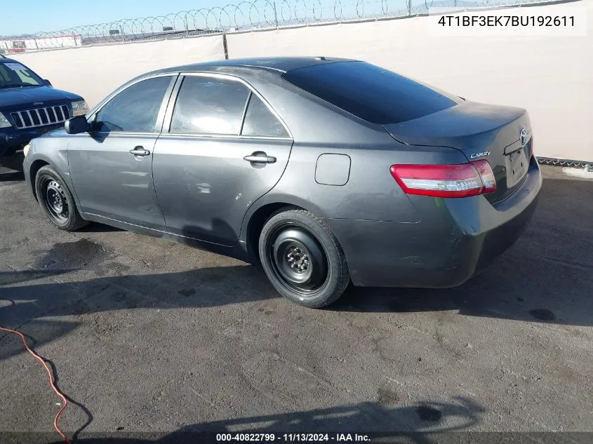 2011 Toyota Camry Le VIN: 4T1BF3EK7BU192611 Lot: 40822799