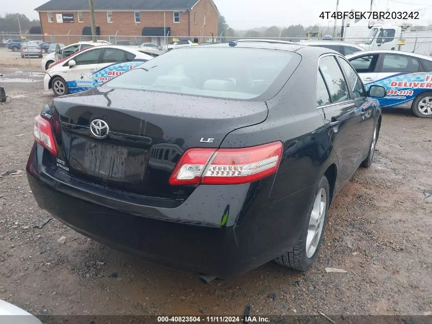 2011 Toyota Camry Le VIN: 4T4BF3EK7BR203242 Lot: 40823504