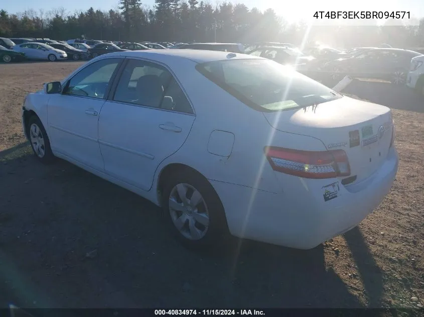 2011 Toyota Camry Le VIN: 4T4BF3EK5BR094571 Lot: 40834974