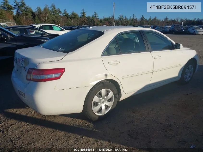 2011 Toyota Camry Le VIN: 4T4BF3EK5BR094571 Lot: 40834974