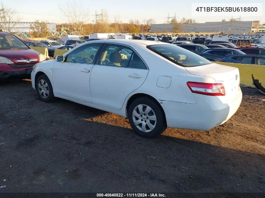 2011 Toyota Camry Le VIN: 4T1BF3EK5BU618800 Lot: 40840522