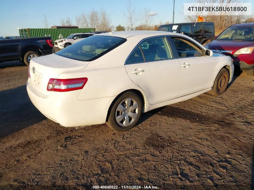 2011 Toyota Camry Le VIN: 4T1BF3EK5BU618800 Lot: 40840522