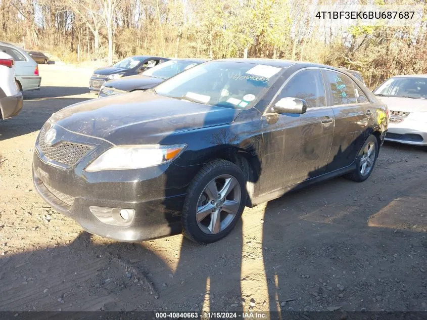 2011 Toyota Camry Se VIN: 4T1BF3EK6BU687687 Lot: 40840663