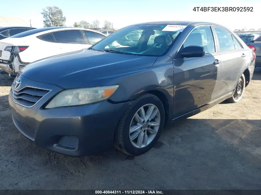 2011 Toyota Camry Le VIN: 4T4BF3EK3BR092592 Lot: 40844311