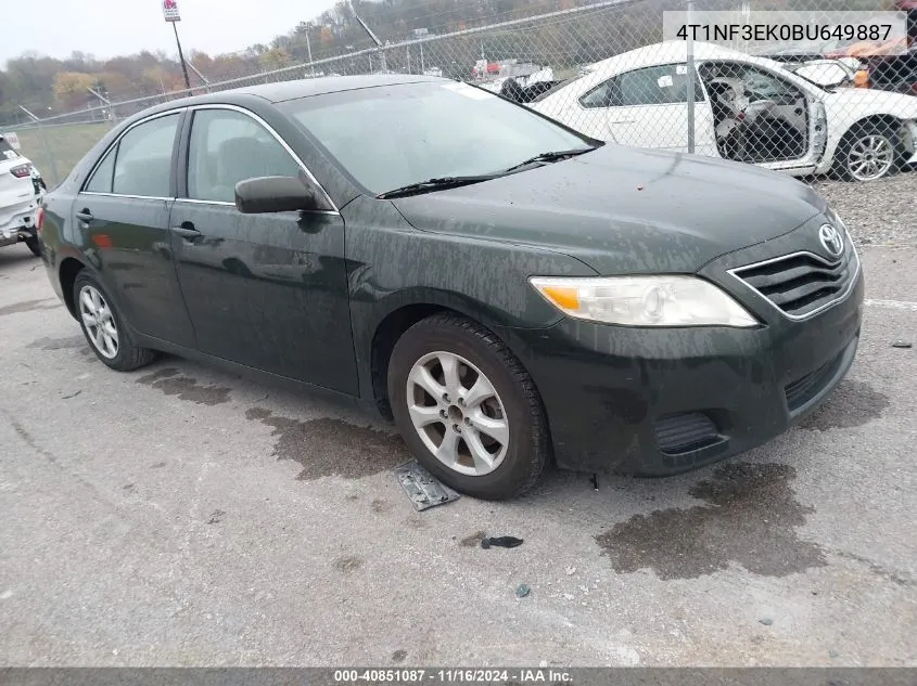 2011 Toyota Camry VIN: 4T1NF3EK0BU649887 Lot: 40851087