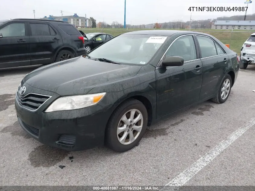 2011 Toyota Camry VIN: 4T1NF3EK0BU649887 Lot: 40851087