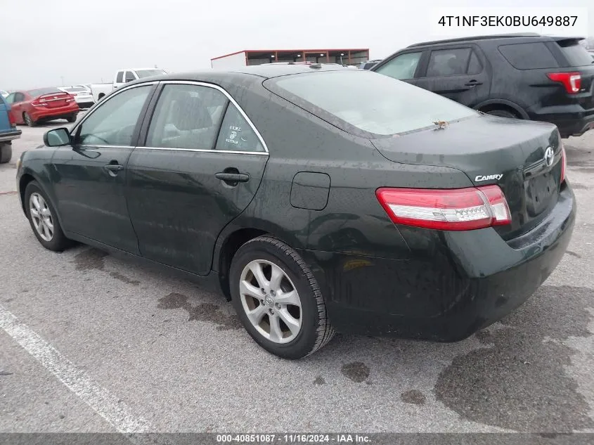 2011 Toyota Camry VIN: 4T1NF3EK0BU649887 Lot: 40851087