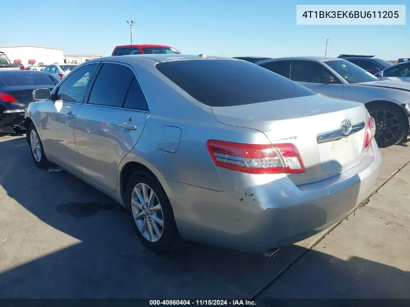 2011 Toyota Camry Xle V6 VIN: 4T1BK3EK6BU611205 Lot: 40860404