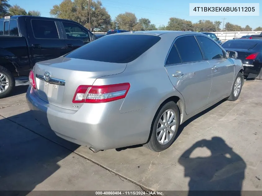 2011 Toyota Camry Xle V6 VIN: 4T1BK3EK6BU611205 Lot: 40860404