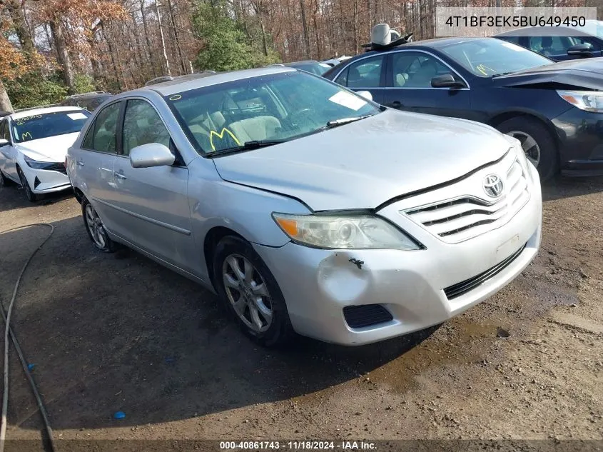 2011 Toyota Camry Le VIN: 4T1BF3EK5BU649450 Lot: 40861743