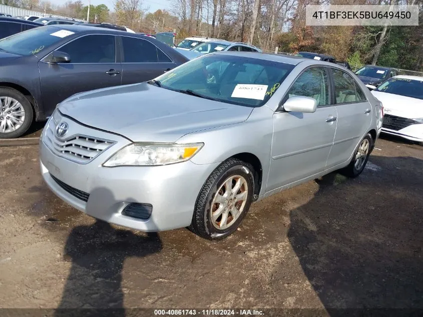 2011 Toyota Camry Le VIN: 4T1BF3EK5BU649450 Lot: 40861743