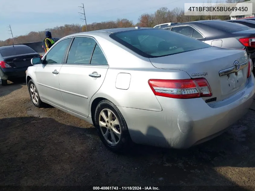 2011 Toyota Camry Le VIN: 4T1BF3EK5BU649450 Lot: 40861743