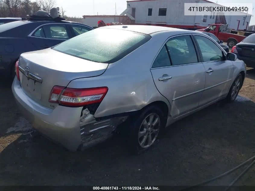 2011 Toyota Camry Le VIN: 4T1BF3EK5BU649450 Lot: 40861743