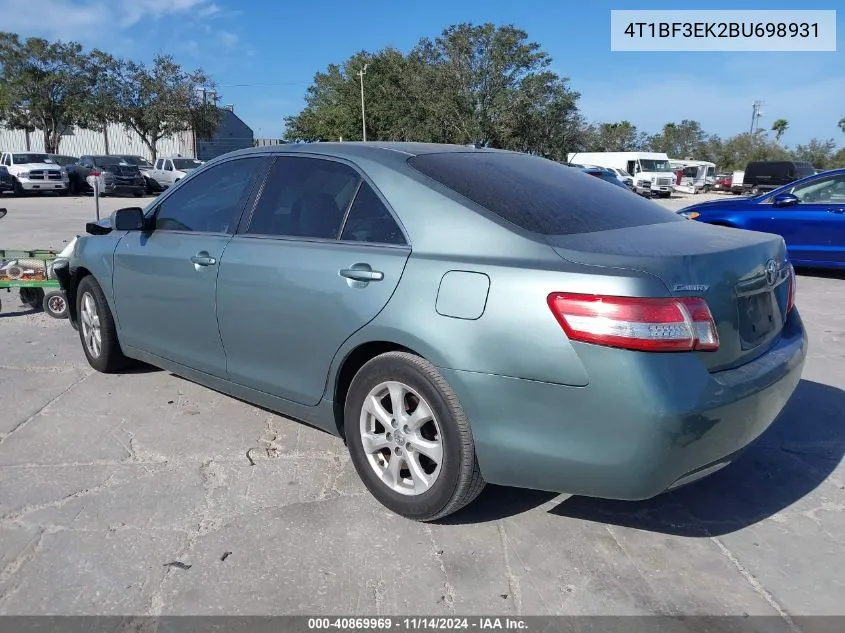 2011 Toyota Camry Le VIN: 4T1BF3EK2BU698931 Lot: 40869969