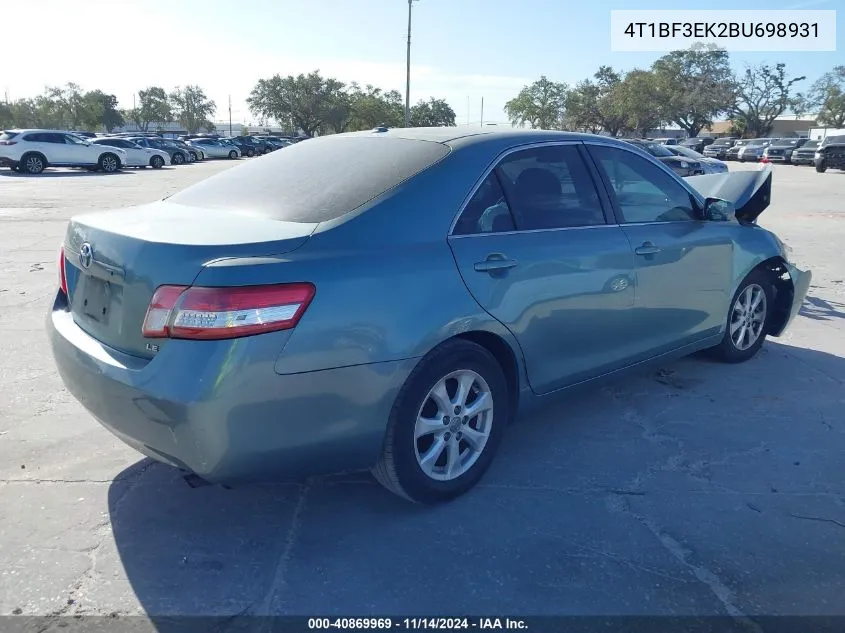 2011 Toyota Camry Le VIN: 4T1BF3EK2BU698931 Lot: 40869969