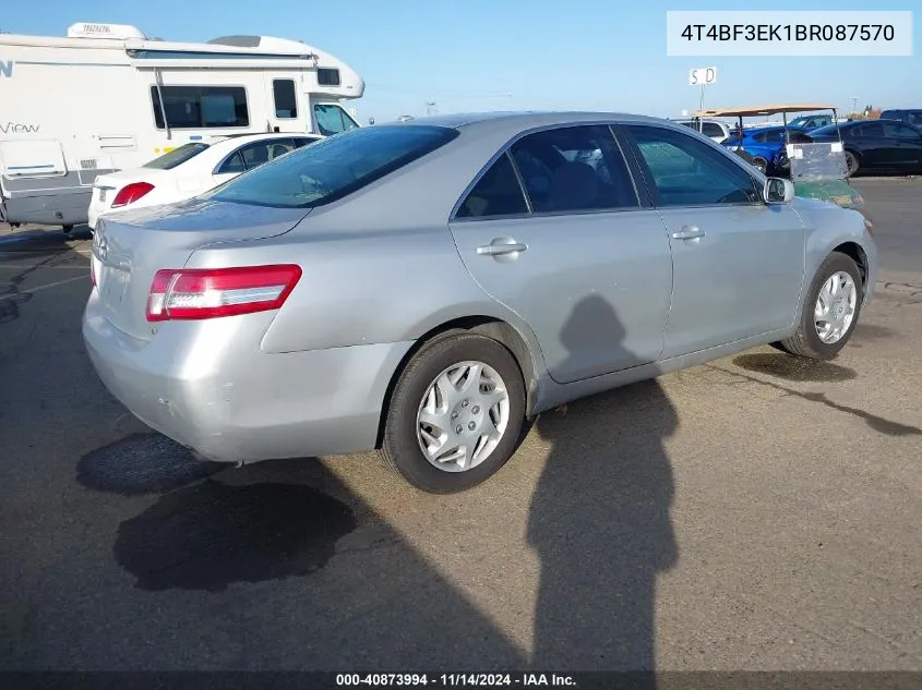 2011 Toyota Camry Le VIN: 4T4BF3EK1BR087570 Lot: 40873994