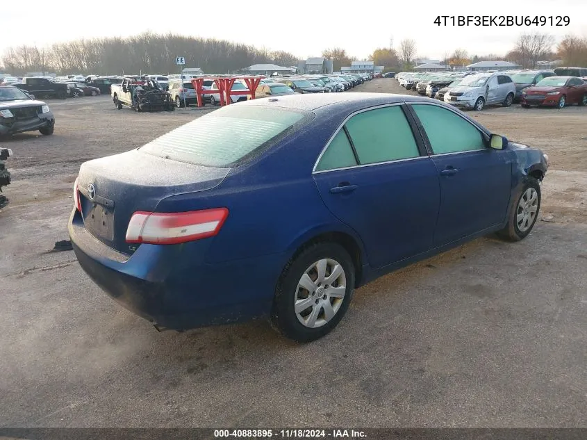 2011 Toyota Camry Le VIN: 4T1BF3EK2BU649129 Lot: 40883895