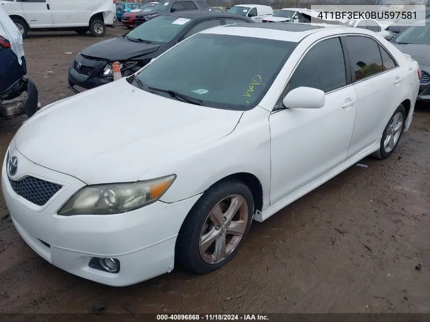 2011 Toyota Camry Se VIN: 4T1BF3EK0BU597581 Lot: 40896868