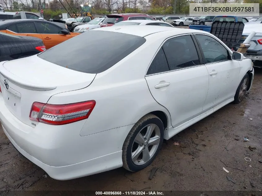 2011 Toyota Camry Se VIN: 4T1BF3EK0BU597581 Lot: 40896868