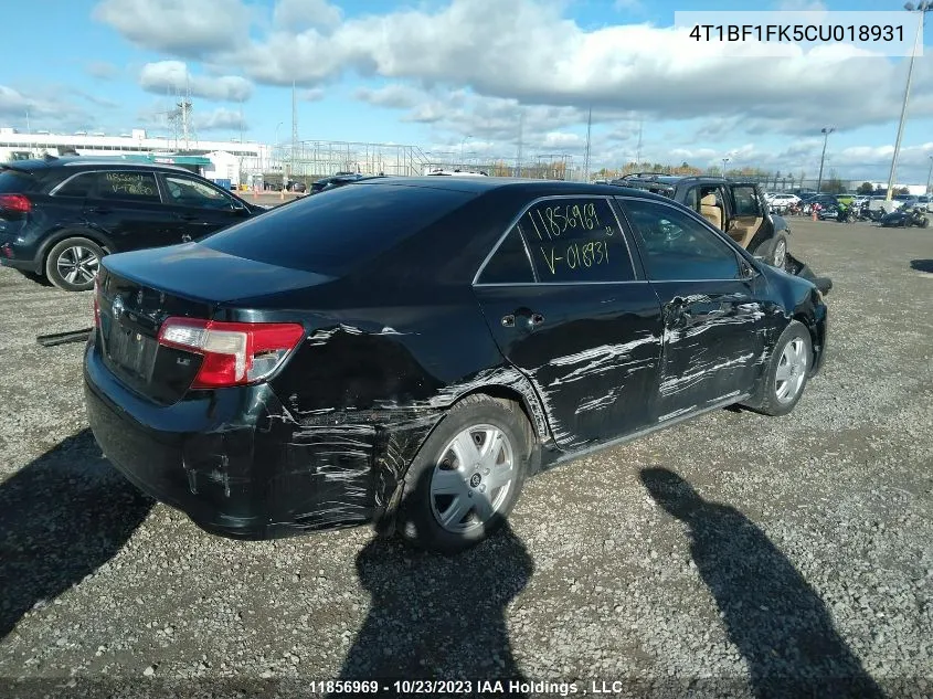 2012 Toyota Camry VIN: 4T1BF1FK5CU018931 Lot: 11856969