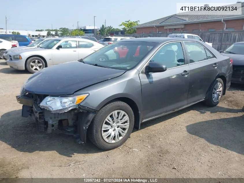 2012 Toyota Camry Le VIN: 4T1BF1FK8CU092134 Lot: 12057242